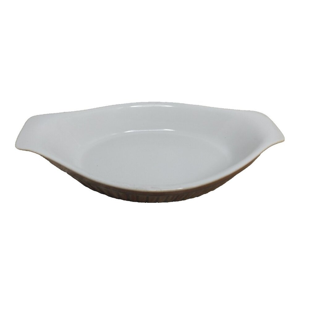 Vintage Ware White and Brown Au Gratin Dish USA 10"5X2"X6"
